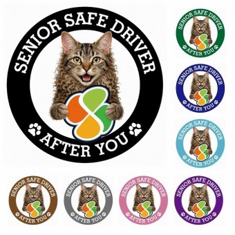 カーサイン 高齢者マーク SENIOR SAFE DRIVER ラパーマ ステッカー シール 直径13cm 肉球 日本製 車