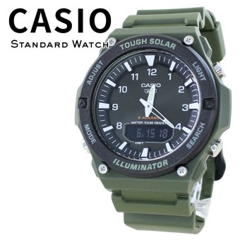 箱なし カシオ 腕時計 メンズ CASIO ソーラー タフソーラー アナデジ カーキ グリーン ブラック 海外モデル 逆輸入 100m防水 ワールドタイム ストップウォッチ アラーム アウトドア スポーツ 誕生日 父の日 プレゼント ギフト 成人 卒業 入学