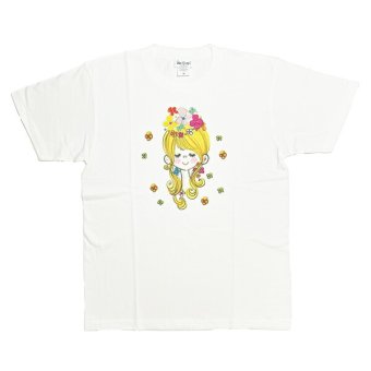 水森亜土 カラーTシャツ(M) フラワー ホワイト アパレル 送料込み