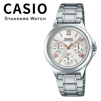 箱なし カシオ 腕時計 レディース CASIO シルバー ピンクゴールド メタル ステンレス 海外モデル 逆輸入 カレンダー 曜日 日付 24時間表示 シンプル 仕事 通勤 就職祝い 誕生日 母の日 プレゼント ギフト 成人 卒業 入学