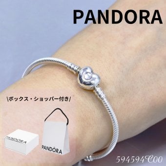 ボックス・ショッパー付 PANDORA(パンドラ) ★ Moments Heart & Snake Chain Bracelet ★モーメント ハート＆スネークチェーン ブレスレット ★ チャーム ブレスレット カスタマイズ アクセサリー シンプル 日常使い 誕生日 記念日 母の日 プレゼント ギフト