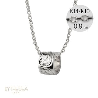 ゴールド ネックレス ハワイアンジュエリー ネックレス ゴールド ホワイトゴールド ネックレス スクロールチューブ Sサイズ 14k カットあずきチェーン太0.9mm ギフトラッピング可能 BY THE SEA バイザシー プレゼント ハロウィン 【品番：CG-GP127W-CH123】