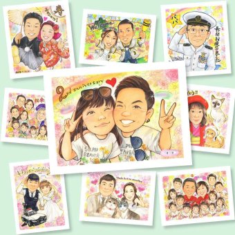 結婚記念日のギフトに、大切なひとを似顔絵にしませんか。ラッピング対応で、贈り物として渡しやすい似顔絵です。 似顔絵 両親 ギフト 手描き 名入れ プレゼント 贈り物 結婚記念日 お祝い 誕生日 記念 ご夫婦 お母さん お父さん 両親 修正無料 下書き確認 名入れ 喜ばれる 宝物 そっくり 一生もの 2人 両親 カップル 一生もの 米寿祝い ブライダルギフト 傘寿祝い 感謝の品 クリスマス 感動