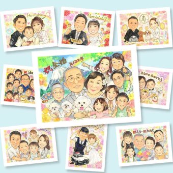 金婚式のギフトに、ありがとうの気持ちが、まっすぐ届く贈り物です。相談しながら作れる、あたたかな似顔絵ギフトです。 金婚式 似顔絵 贈り物 手描き 名入れ プレゼント ギフト 金婚式 銀婚式 結婚記念日 大人数 家族 夫婦 おじいちゃん 祖母 おばあちゃん 下書き確認 修正無料 名入れ 似てる 宝物 かわいい 喜ばれる 親孝行 50周年 長寿 感謝 結婚記念日 ハロウィン 感激 結婚祝い 二次会