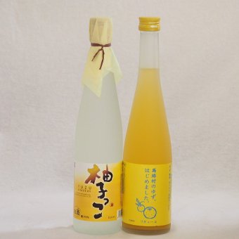 まるごとゆずのお酒2本セット(甘酸っぱい爽やかな柚子っこ 馬路村のゆず、はじめました。ゆず梅酒) 500ml×2本
