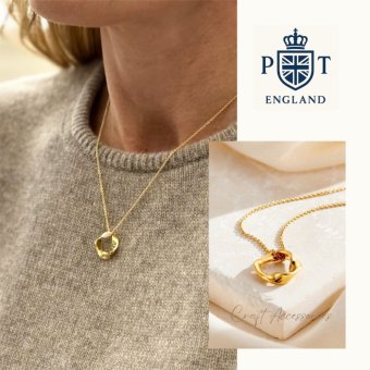 英国製 ハンドメイド 流線形モチーフ ゴールドネックレス レディース 18Kゴールドプレーティング スターリングシルバー 上品 シンプル 大人 女性 彼女 妻 誕生日 記念日 プレゼント ギフト