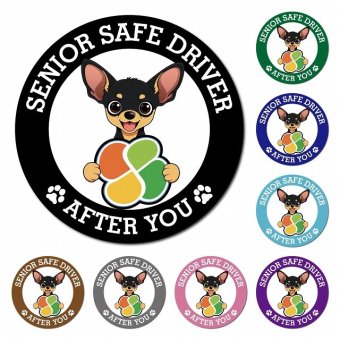 カーサイン 高齢者マーク SENIOR SAFE DRIVER スムースコートチワワ マグネット 強力 直径13cm 肉球 日本製 車 ステッカー