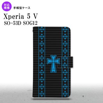 Xperia 5V Xperia 5V 手帳型スマホケース カバー ゴシック 黒 水色 2023年 10月発売 nk-004s-xp55-dr1009