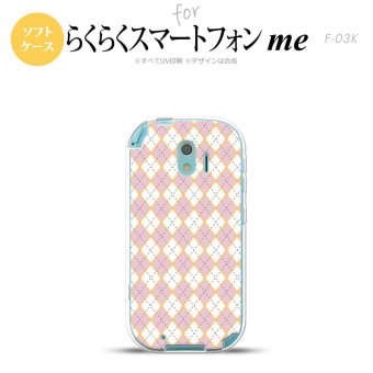 【F03K】【スマホケース/スマホカバー】F03K スマホケース らくらくスマートフォンme F-03K カバー アーガイル ピンク×グレー nk-f03k-tp1411【メール便送料無料】