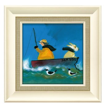 ジェニファー ヴェルニー ＝ フランクス ウォーター エブリウェア JV-04516 アートフレーム アート 絵画 犬 釣り ボート ドッグ 人物画 イギリス