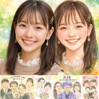 誕生日のギフトに、似顔絵ギフトはいかがでしょうか。修正無料で、納得しながら進められます。 贈り物 バースデー 似顔絵 名入れ プレゼント ギフト 手描き 誕生日 記念日 お祝い 女の子 子ども 家族 男の子 子供 下書き確認 名入れ 修正無料 実績多数 一生もの かわいい 似てる サプライズ 誕生日 記念 キレイ 色紙 感激 初任給 披露宴 米寿祝い ホワイトデー イラスト ハロウィン 節目