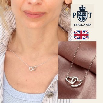 英国製 ハンドメイド ダブルハート シルバーネックレス レディース ハートモチーフ スターリングシルバー 925 上品 シンプル 大人 女性 彼女 妻 誕生日 記念日 結婚記念日 母の日 クリスマス バレンタイン ホワイトデー プレゼント ギフト