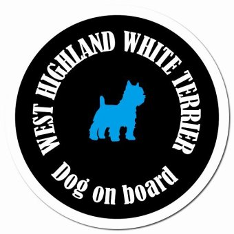 カラフル Dog on board ウエストハイランドホワイトテリア ブラック＆ホワイト カーサイン 車 マグネットステッカー 犬 マグネット 強力 直径13cm 丸型 おしゃれ かわいい ドラレコステッカー 安全対策 危険運転 煽り運転 アニマル 動物 犬種別 屋外 防水 屋内