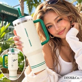 スタバ スタンレー コラボ タンブラー 1183ml ザ・クエンチャー グリーン 海外限定モデル ステンレスボトル ストロー付き 大容量 水筒 おしゃれ 保冷 アウトドア キャンプ オフィス プレゼント