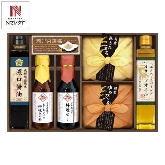 美食ファクトリー こだわり調味料とお米ギフト 7点入 調味料セット 詰め合わせ 醤油 オリーブオイル【北海道・沖縄県・離島 配送不可】