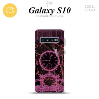 SC-03L SCV41 Galaxy S10 スマホケース ソフトケース 時計 妖精 黒 ピンク メンズ レディース nk-s10-tp1255