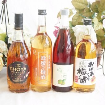 豪華梅酒4本セット(おばあちゃんの梅酒 文蔵梅酒(熊本) 芳醇ブランデー仕立チョーヤ梅酒 蜂蜜梅酒(和歌山)) 720ml×4本