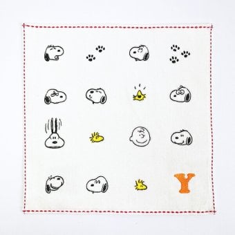 スヌーピー ミニタオル アイコン(Y) イニシャル アイボリー ハンカチ SNOOPY