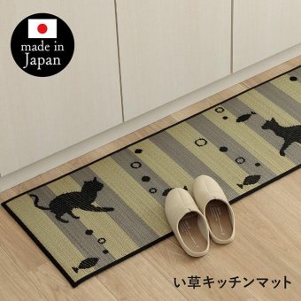 夏ラグ 夏用カーペット キッチンマット 猫 猫柄 かわいい おしゃれ い草 い草ラグ 抗菌防臭 国産 日本製 滑り止め ウレタン マット いぐさ 約60×270cm