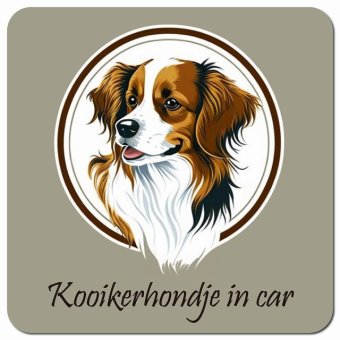 イラスト付 Dog in Car コーイケルホーンディエ Aタイプ カーサイン 車 マグネットステッカー 犬 マグネット 強力 13x13cm 正方形 おしゃれ かわいい ドラレコステッカー 安全対策 危険運転 煽り運転 アニマル 動物 犬種別 屋外 防水 屋内