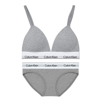 カルバンクライン Calvin Klein(CK) ブラ&ショーツ セット ロゴ 無地 ノンワイヤー アンダーウェア インナー 下着 QF8498+QF8520 レディース グレー