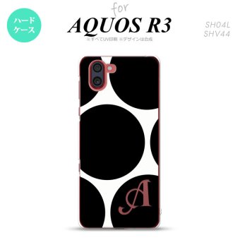 SH-04L SHV44 R3 AQUOS R3 スマホケース カバー 水玉 B 白 黒 +アルファベット nk-r3-1114i
