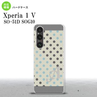 Xperia 1V Xperia 1V スマホケース 背面ケース ハードケース ドット 水玉 C グレー 青 +アルファベット 2023年 6月発売 nk-xp15-1650i