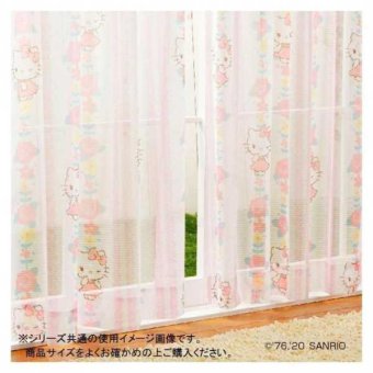 ハローキティ レースカーテン 2枚セット 100×133cm 洗える おしゃれ かわいい キャラクター 子供部屋 寝室 リビング サンリオ 花柄 デザインカーテン サンリオ正規ライセンス品