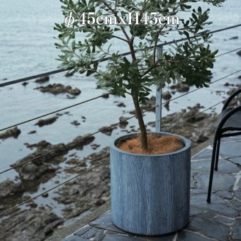 植木鉢 おしゃれ 大型 15号 アルファ シリンダープランター グレーウッド 幅45cm 高さ45cm 鉢カバー ファイバーセメント製 寒冷地対応 グレー 北欧 屋外 室内 兼用 観葉植物用 サボテン 特大 ガーデニング ベランダ 玄関 インテリア プランター 深型