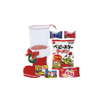 お菓子サンタブーツ（M）  7114 景品 記念品 粗品 ノベルティ 名入れ 御挨拶 ご挨拶