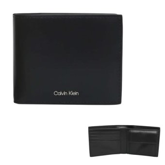 カルバンクライン CALVIN KLEIN 二つ折り財布 折り畳み RAISED EW BILLFOLD WITH COIN lv04d1163g-ub1 ブラック BLACK