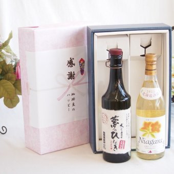 感謝の贈り物ボックス プレミアムな長期熟成麦焼酎と国産ワインセット(北海道の詩 完熟ナイヤガラ白ワイン 甘口(北海道)720ml夢のひととき長期貯蔵5年熟成麦焼酎(大分県)720ml
