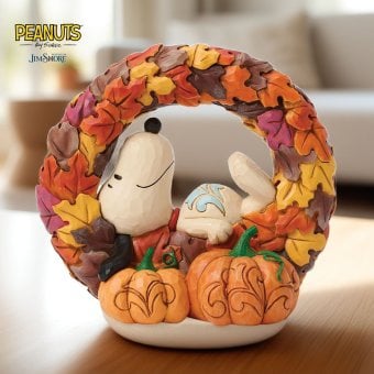 スヌーピー オン フォール リース 15.2cm ハロウィン | ジムショア ピーナッツ グッズ フィギュア 人形 置物 彫刻 Jim Shore 正規輸入品