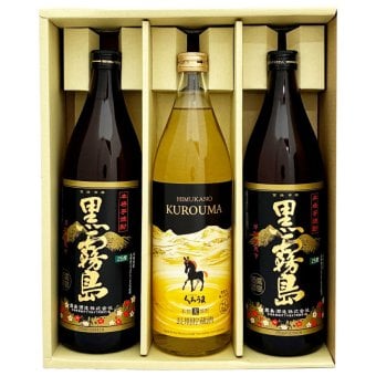 誕生日プレゼント 奉献 お供え 人気の宮崎 芋・麦焼酎３本ギフトセット 黒霧島×2本・ひむかのくろうま長期貯蔵×1本 各900ml・25度 焼酎ギフト プレゼント 出産 お祝い 内祝い お返し