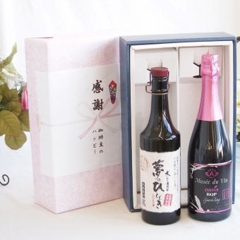 感謝の贈り物ボックス プレミアムな長期熟成麦焼酎と国産ワインセット(MdV オアシス ブラッククイーンピンクロゼスパークリングワイン辛口(長野県)750ml夢のひととき長期貯蔵5年熟成麦焼酎(大分県)720ml