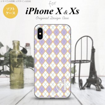 【iPhoneX】【スマホケース/スマホカバー】【アイフォンX】iPhoneX スマホケース ケース アイフォンX イニシャル アーガイル 紫×青 nk-ipx-tp1409ini【メール便送料無料】