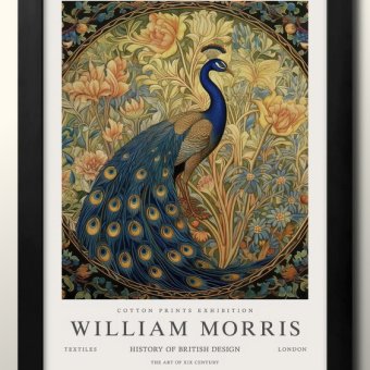 日本製 ウィリアム モリス クジャク 孔雀 ピーコック A3 サイズ ポスター アート おしゃれ 絵画 インテリア 北欧 イラスト マット紙 艶消し アートパネル 額 フレーム デザイン 壁掛け ギフト 新築祝い ディスプレイ  速達 送料無料