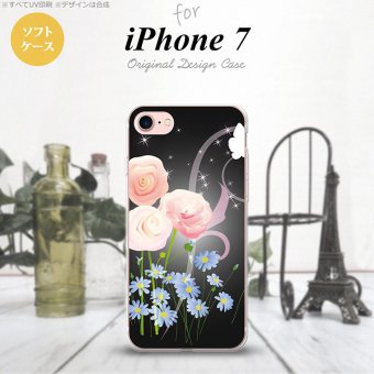 【iPhone7】【スマホケース/スマホカバー】【アイフォン７】iPhone7 スマホケース カバー アイフォン７ ソフトケース 花柄・ミックス（C） 黒 nk-iphone7-tp283【メール便送料無料】