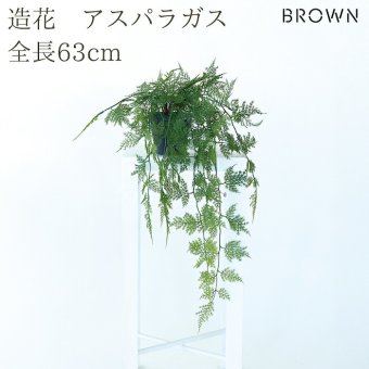 観葉植物 造花 アスパラガス BROWN 全長約63cm フェイクグリーン 高級 本物そっくり リアル おしゃれ 卓上 インテリア 人工観葉植物 アーティフィシャルグリーン 垂れ下がる ふわふわ オフィス 店舗 開店祝い 室内 リビング 玄関 トイレ 風水 アスパラガスファーン