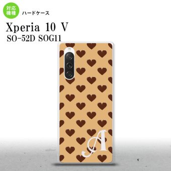 Xperia10V Xperia10V スマホケース 背面ケース ハードケース ハート B 茶 +アルファベット 2023年 7月発売 nk-xp105-171i