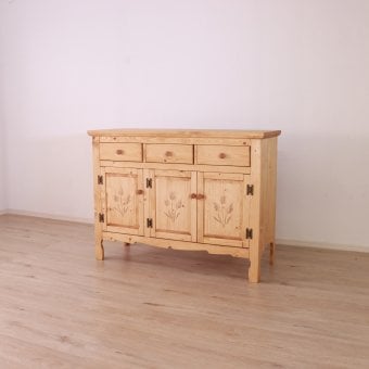 キャビネット FARMER 完成品 無垢材 パイン材 天然木 W120xD45xH90cm 収納家具 リビング収納 収納棚 ライトブラウン おしゃれ 新生活