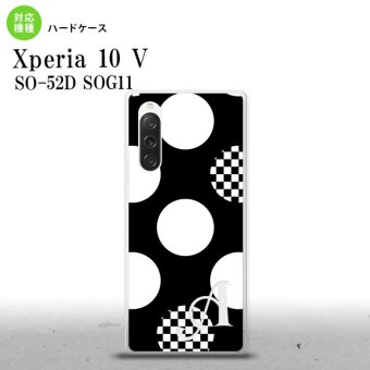Xperia10V Xperia10V スマホケース 背面ケース ハードケース 水玉 A 黒 白 +アルファベット 2023年 7月発売 nk-xp105-1111i