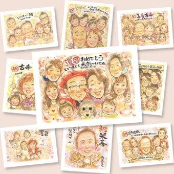 還暦のプレゼントに、似顔絵の記念品を贈りませんか。修正無料・下書き確認付き。安心してご注文いただけます。 贈り物 似顔絵 還暦祝い プレゼント 手描き 名入れ ギフト 還暦 お祝い 誕生日 記念 大人数 祖母 祖父 おじいちゃん おばあちゃん 修正無料 下書き確認 名入れ サプライズ 一生もの 喜ばれる 親孝行 一生もの 還暦 傘寿 長寿 感謝の品 クリスマス キレイ 感動 感激 大量注文 贈答品