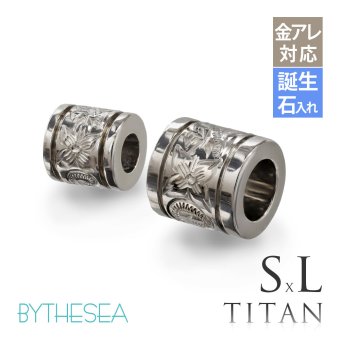 ハワイアンジュエリー ペア ペンダントトップ 金属アレルギー 対応 純チタン 刻印 無料 誕生石 チューブ Sサイズ Lサイズ チェーン別売りステンレスより軽く肌に優しい カップル プレゼント ハロウィン 【品番：TIP401SLP】