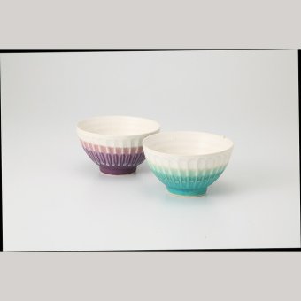 しのぎごはん茶碗ペア 磁器 美濃焼 やきものの里から、暮らしを贈ります。　ギフト 食器 セット テーブルウェア