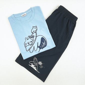カナヘイの小動物 リラックスドライセットアップ ブルー×ネイビー アパレル パジャマ 送料込み
