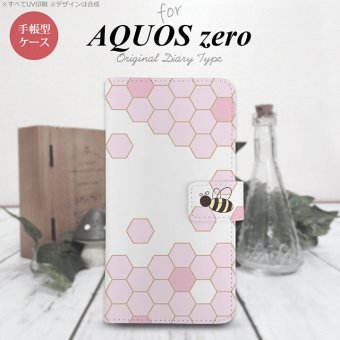 AQUOS zero 手帳型 スマホ ケース カバー アクオス ハニー ピンク【アクオス ゼロ,AQUOS,zero,SoftBank,ソフトバンク,メール便 送料無料】