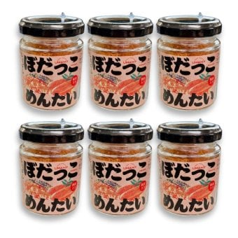 ぼだっこめんたい　6個セット しょっぱーい 激辛口(塩辛い) 塩鮭と明太子のマリアージュ ご飯のお供 【秋田名物】鮭 サケ 鮭フレーク 紅鮭 めんたいこ ソウルフード お茶漬け グルメ 秋田のおみやげ 大人気 お茶漬けの素 瓶詰 その他惣菜・おつまみ【送料無料】