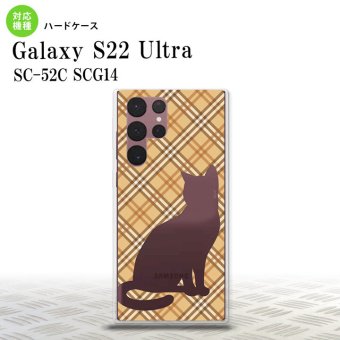 SC-52C SCG14 Galaxy S22 Ultra スマホケース 背面ケース ハードケース 猫 チェック A 茶 メンズ レディース nk-s22ul-955