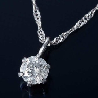 ダイヤモンド ネックレス 一粒 K18 ホワイトゴールド 0.1ct スクリューチェーン ペンダント 18金 ダイヤ 華奢 シンプル レディース アクセサリー 誕生石 ギフト